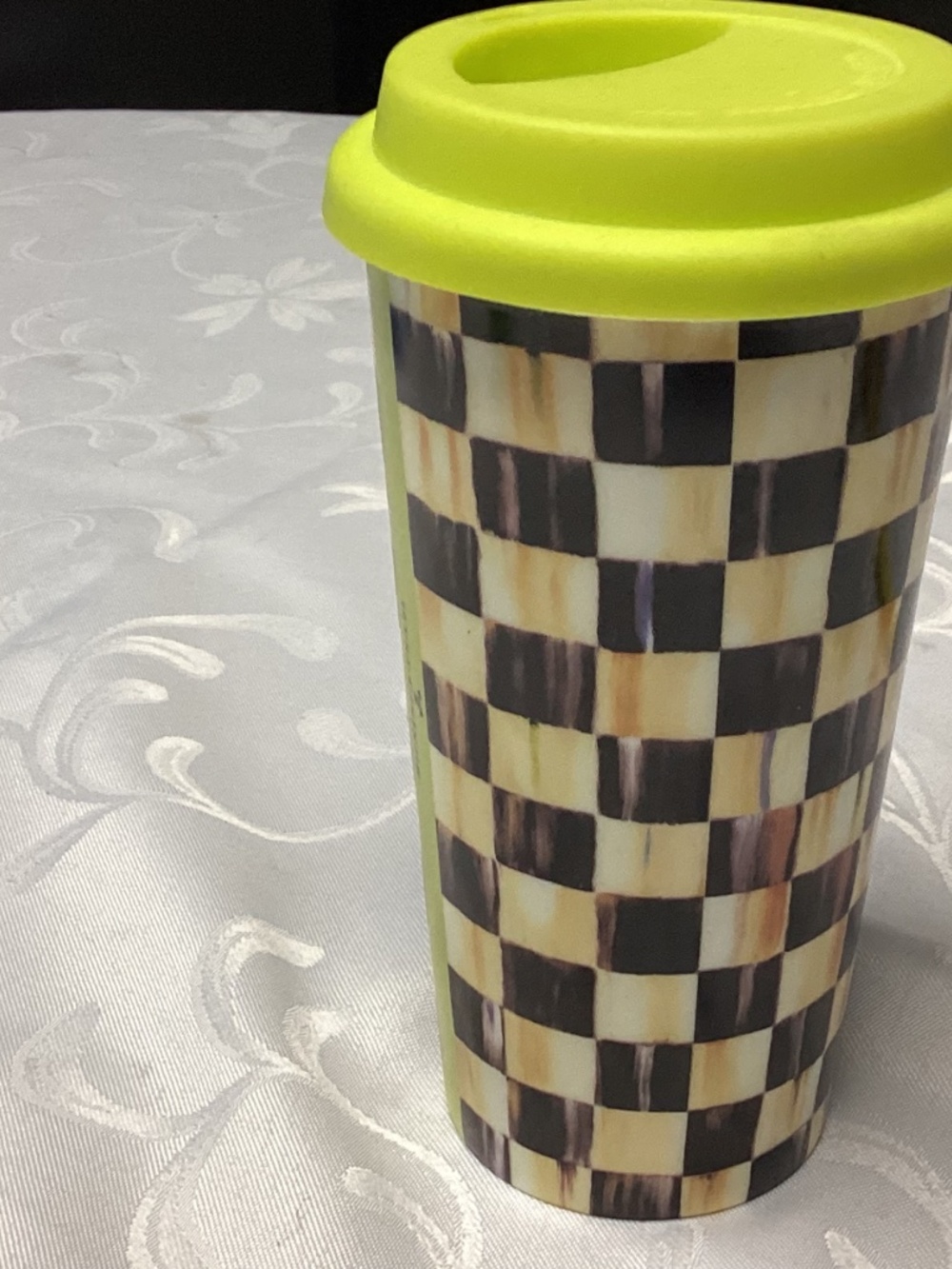 Mackenzie-Childs COURTLEY   CHECK Ceramic Travel Mug with Silicone Lid - Picture 7 of 8